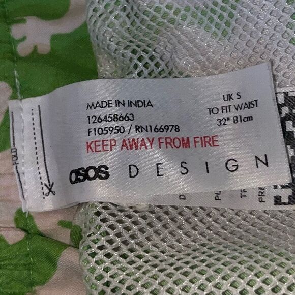 ASOS Men's Green & White Tropical Swimsuit Board Shorts - Picture 6 of 9